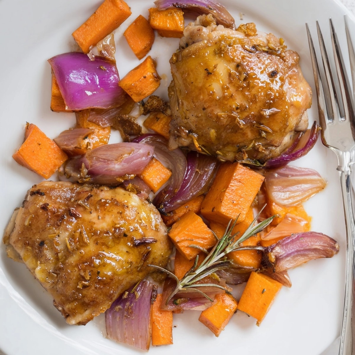 Golden Honey-Glazed Chicken with Roasted Root Vegetables: Crispy skin and sweet, earthy aroma.