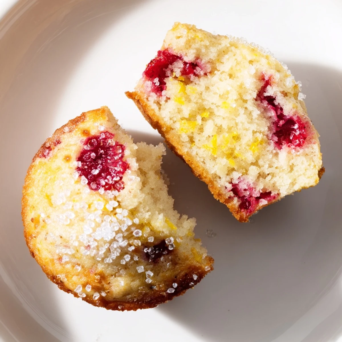 Golden Simple Sweet Lemon Zest Muffins, perfectly baked and sprinkled with sparkling sugar, ready to enjoy.