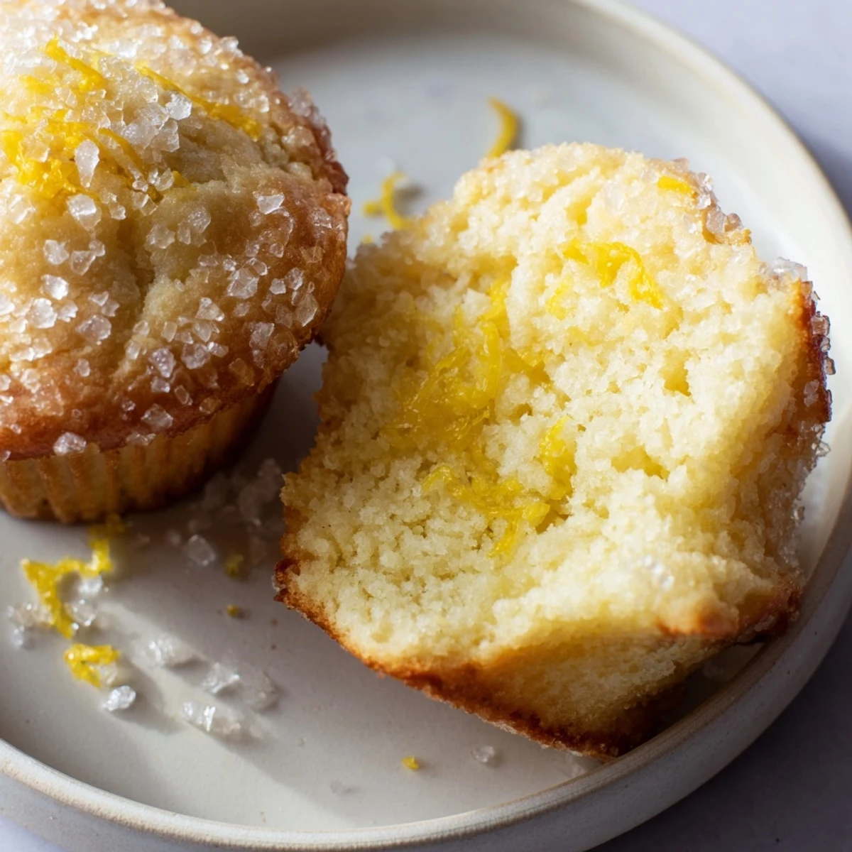Warm Simple Sweet Lemon Zest Muffins fresh from the oven, offering a delightful lemon aroma and tender crumb.