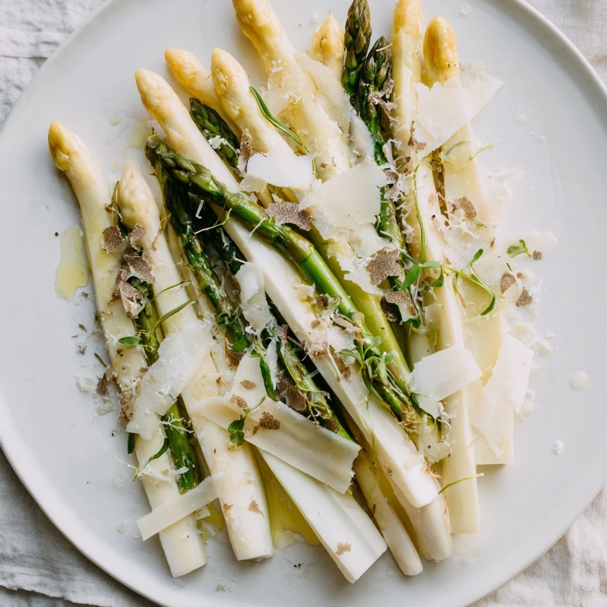 The Silver Birch is a gorgeous salad featuring pale asparagus with truffle and cheese.