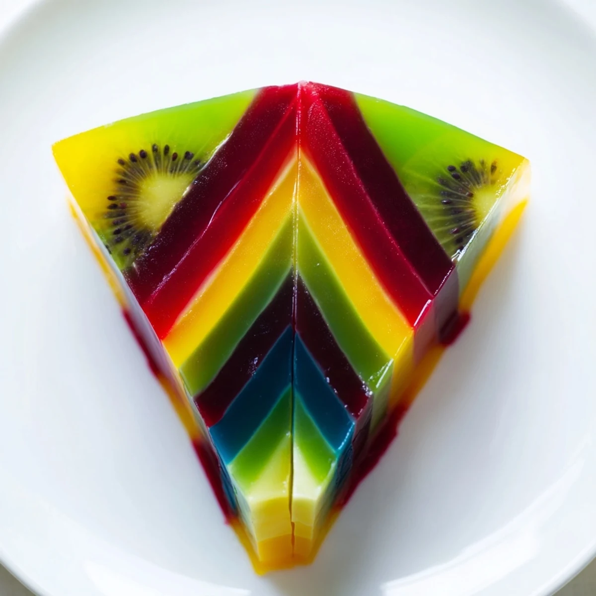 The colorful, layered Kaleidoscope dessert, ready to slice and reveal a stunning array of flavors.