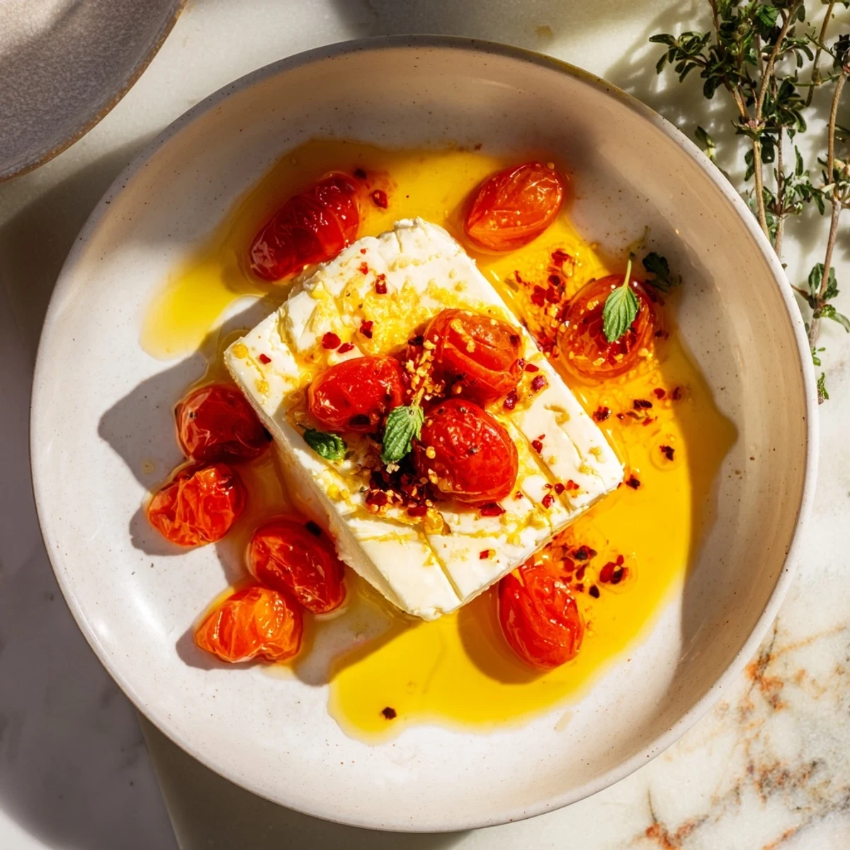 Baked Feta 2.0 with Honey and Chili: a vibrant image of creamy feta, bursting tomatoes, and perfectly cooked pasta.