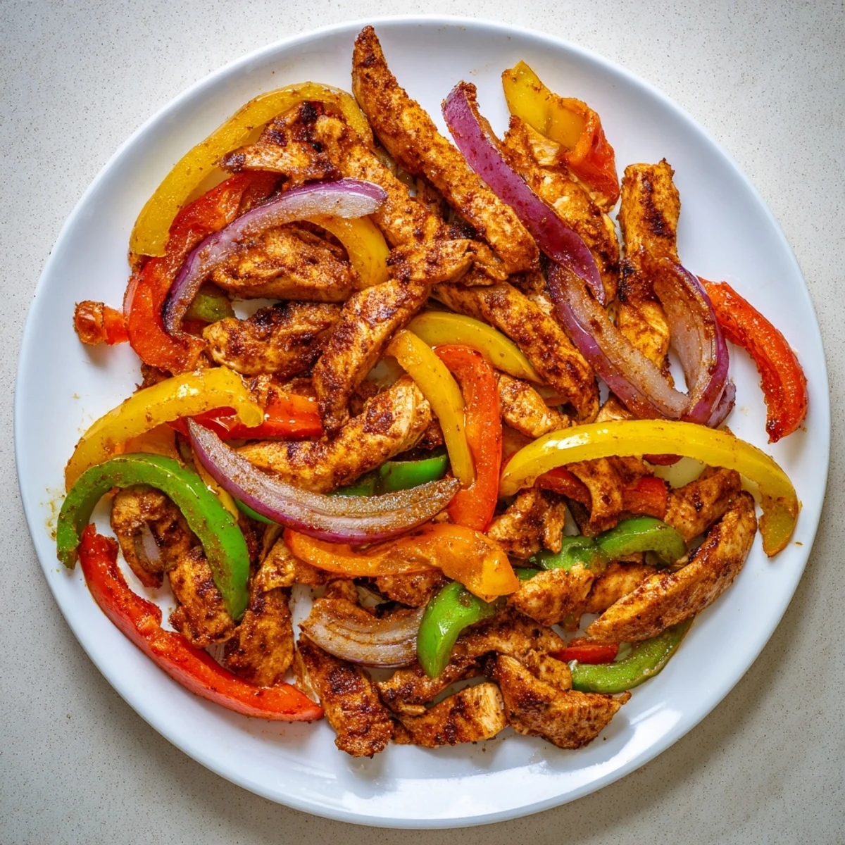 Sheet-Pan Chicken Fajitas, sizzling with perfectly cooked chicken and colorful roasted vegetables, ready to serve.