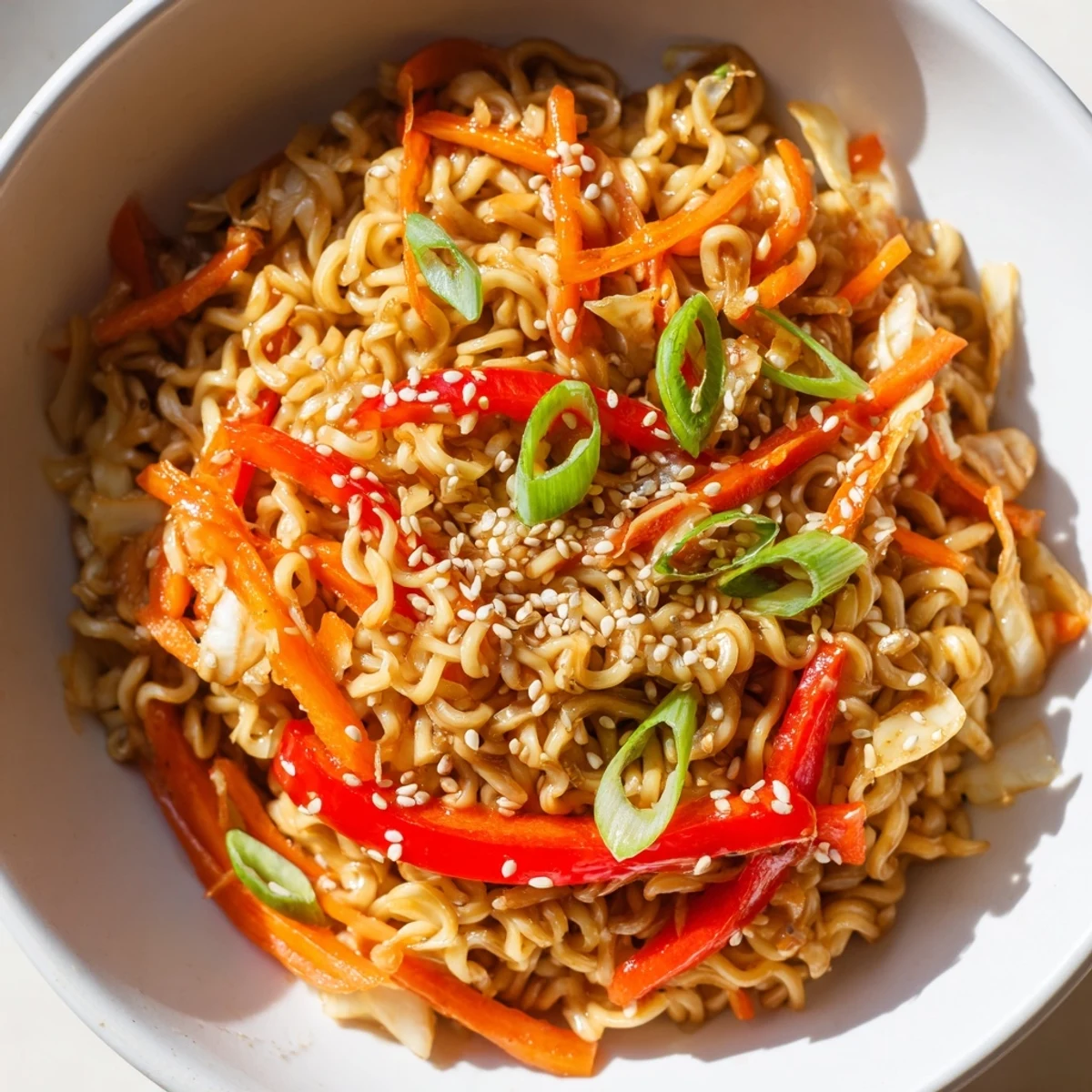 Delicious Spicy Ramen Stir Fry recipe, showcasing a quick and easy Asian-inspired vegetarian dish.