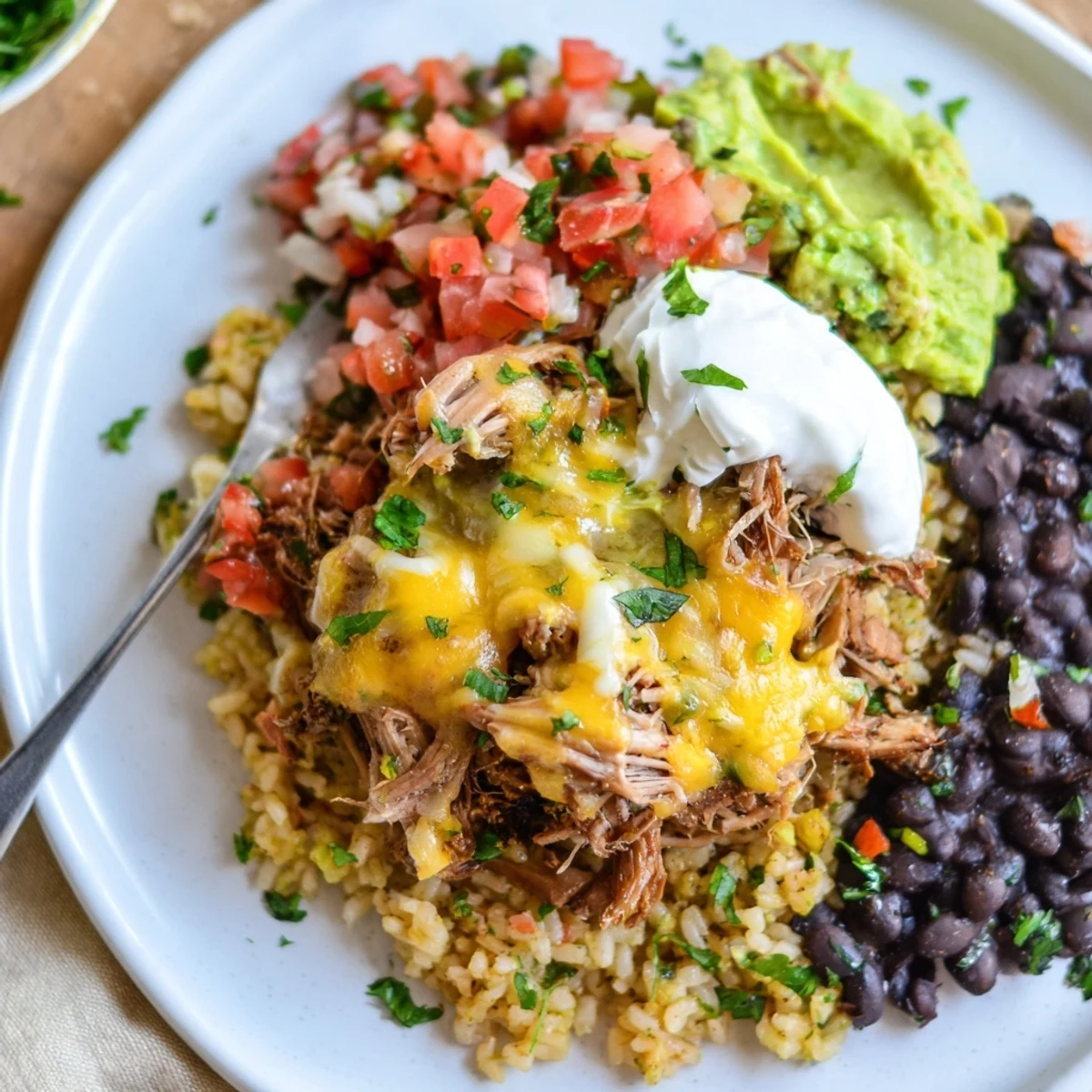Chipotle Burrito Bowl Copycat: A hearty, flavorful bowl with tender carnitas and creamy queso, ready to eat!