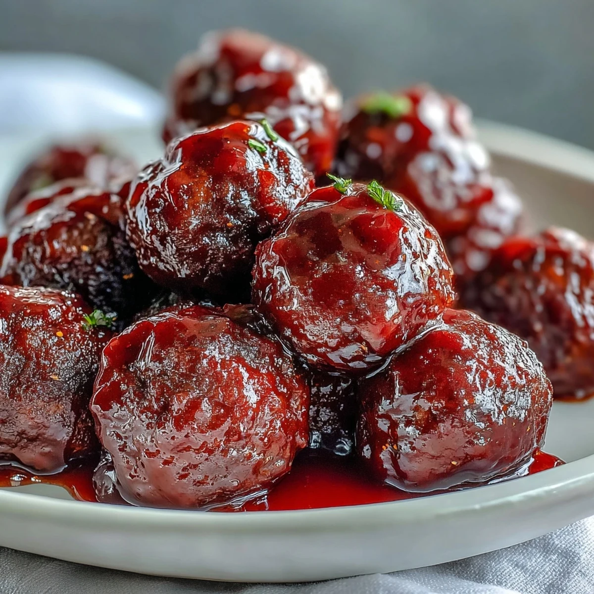 Grape Jelly and Chili Sauce Meatballs simmer in a slow cooker, releasing a sweet and tangy aroma for party appetizers.