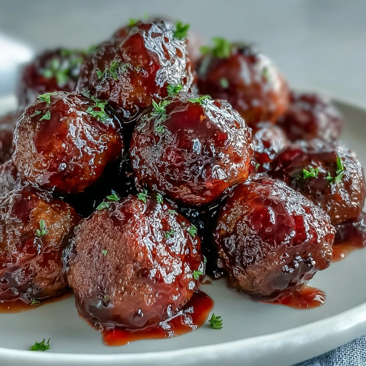 Savory Grape Jelly and Chili Sauce Meatballs plated over steamed rice, with parsley garnish for a hearty weeknight dinner.