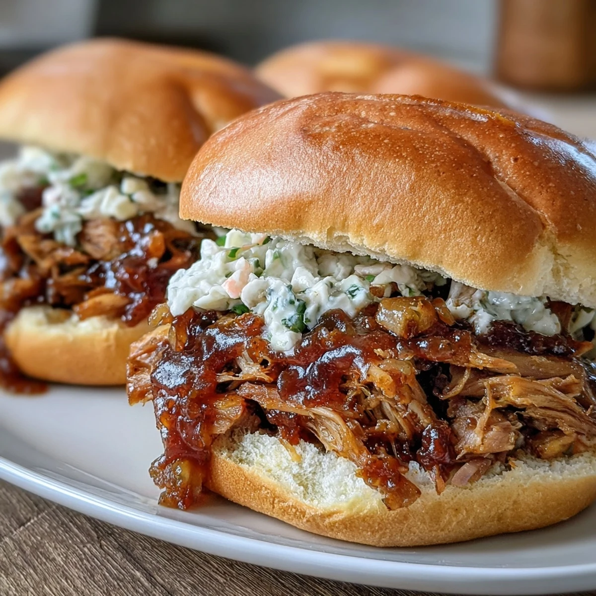 Tender slow-cooker pork mixes with savory onions and applesauce for a cozy, saucy sandwich filling.