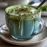 Frothy matcha oat milk latte, a healthy vegan pick-me-up drink.