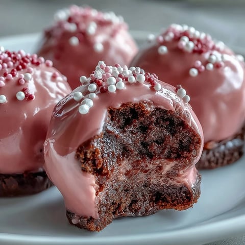 Vibrant pink Oreo Truffle Balls displayed on a marble tray, showcasing their smooth, glossy coating and creamy filling.