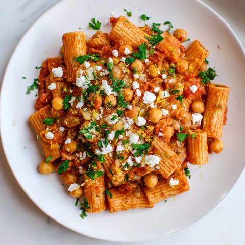 Harissa Chickpea Spicy Pasta