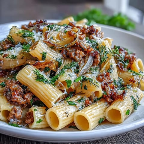 Bright slices of sweet fennel and savory browned sausage mingle in a cozy skillet, ready to serve for chilly nights.