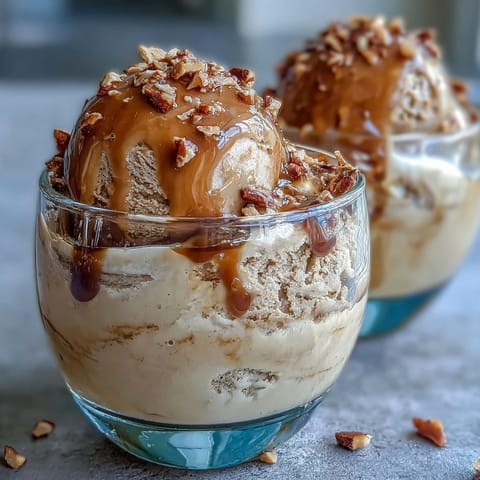 Two glasses of Hojicha Affogato topped with a swirl of steam and optional toasted sesame seeds for a nutty crunch.