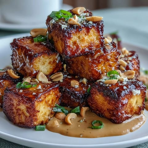 Crispy Tofu with Peanut Sauce