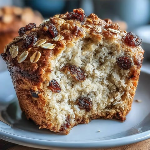 Wholesome oat-studded muffins inspired by Irish soda bread, filled with sweet raisins and a hint of butter.  