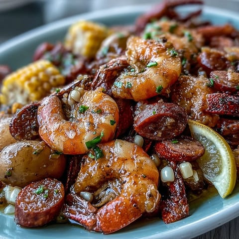 Grilled crawfish boil foil packets bursting with spicy crawfish, sweet corn, and tender potatoes.  