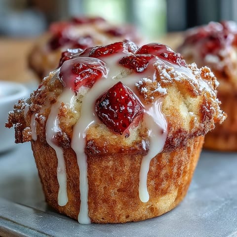 Strawberry Lemon Glaze Muffins
