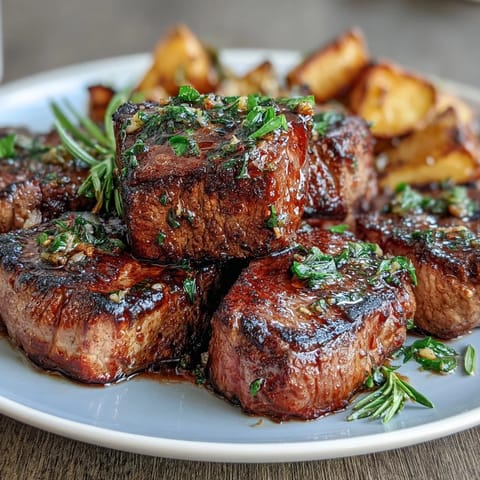 Tender steak bites seared to perfection and tossed with crispy golden potatoes in a rich garlic butter sauce—a crowd-pleasing main dish perfect for a spring dinner party.