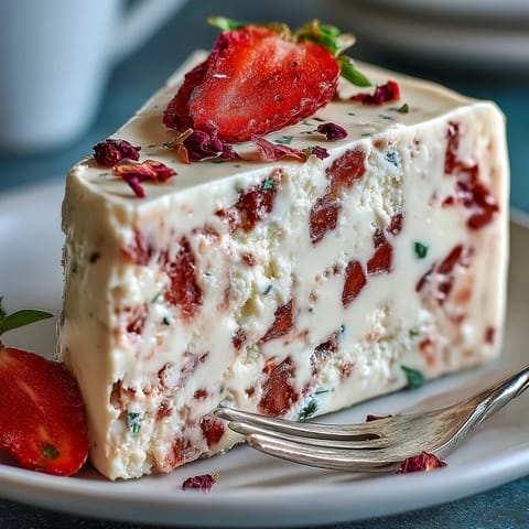 Strawberry Rose Gelatin Mosaic Cake