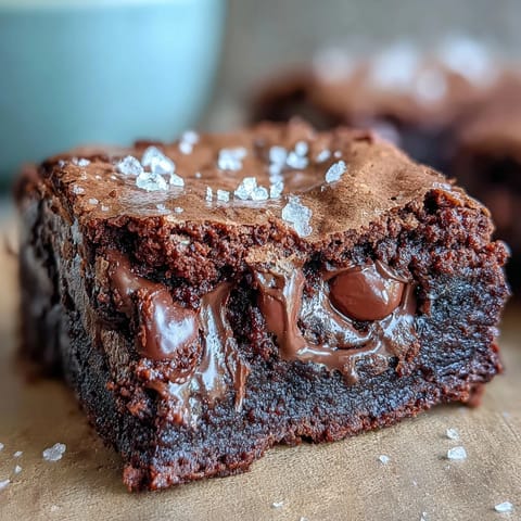Ultra-fudgy brownies featuring creamy tahini swirls and chunks of dark chocolate, offering a perfect balance of nutty and chocolatey flavors.  