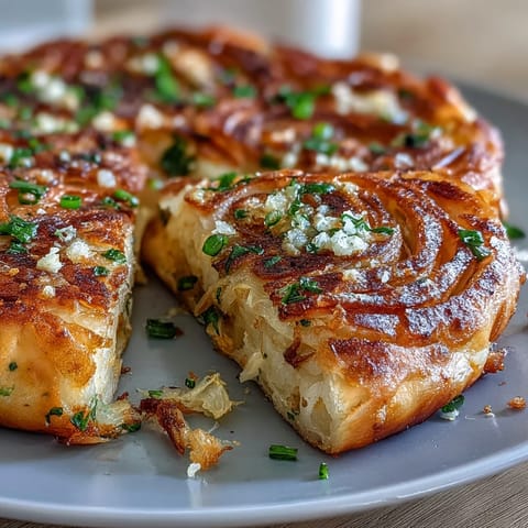 Crispy spring onion pancakes with flaky layers and fresh scallions, served golden and warm.  