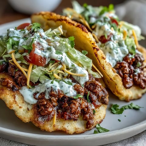 Savory ground beef nestled in airy cloud bread tacos, a low-carb delight.