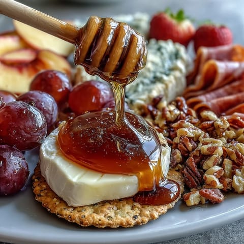 Vibrant summer charcuterie board, overflowing with fruit, cheese, and delicious accompaniments.
