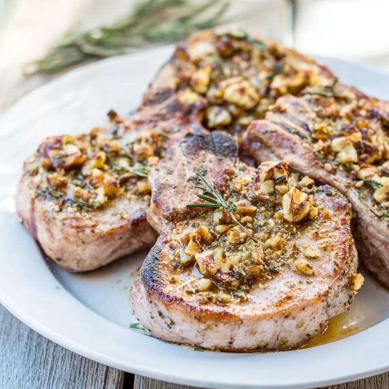 Oven-roasted thyme and pecan crusted pork tenderloin with a perfectly crisp crust, ideal for a delicious dinner.