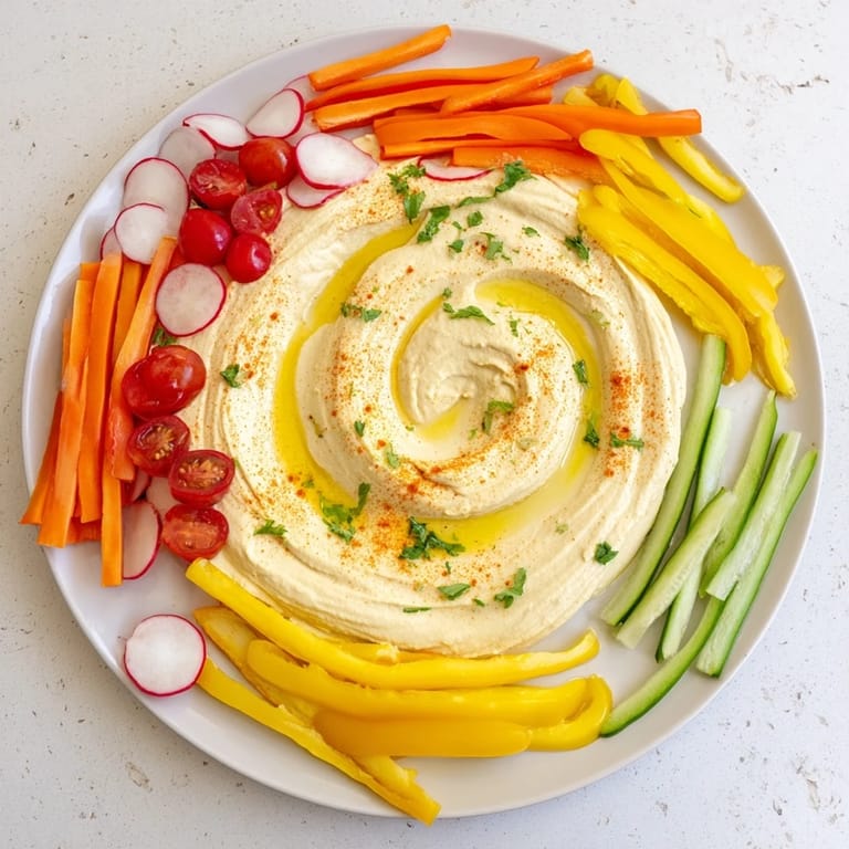 Mediterranean-inspired River Delta Flow visually presents a fresh veggie arrangement with dips for sharing.