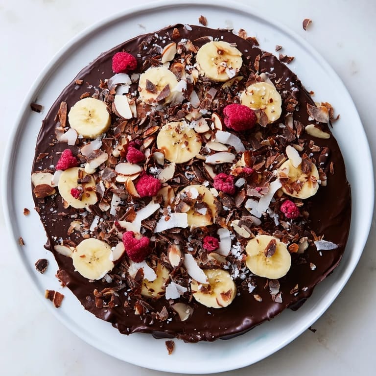 Homemade chocolate banana bark, the perfect gluten-free and vegan dessert for a hot summer day.