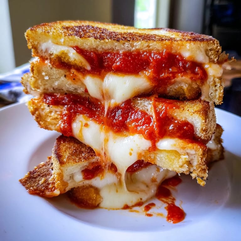 Crispy Mozzarella Stick Grilled Cheese: a comforting American sandwich with melted cheese & marinara.