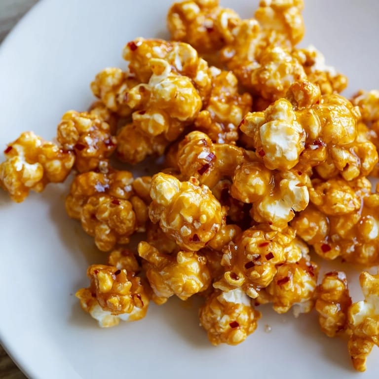 Melted butter coats fluffy hot honey butter popcorn, offering sweet, savory, and spicy flavors.