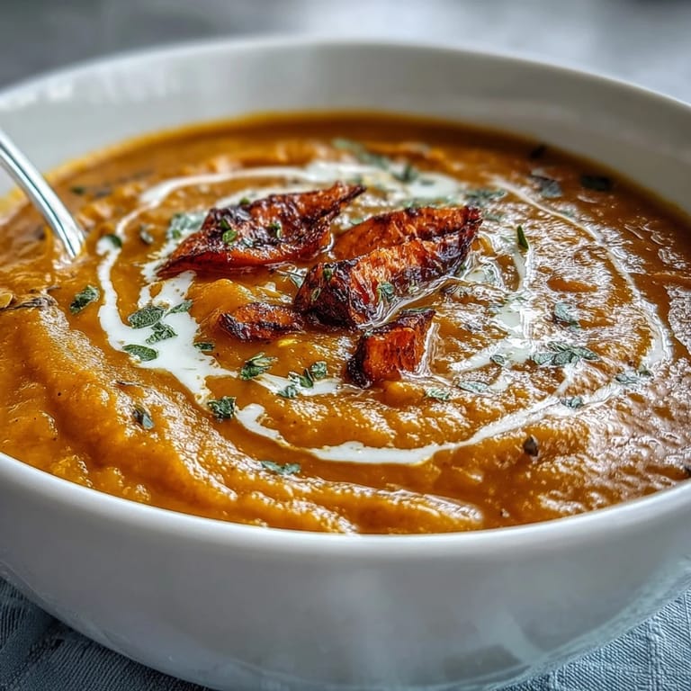 A bowl of Carrot and Lentil Soup next to warm naan bread, perfect for a comforting vegan lunch.