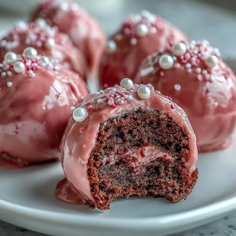 A festive platter of Oreo Trulse Balls with Pink Candy Coating, perfect for Valentine's Day or baby showers.