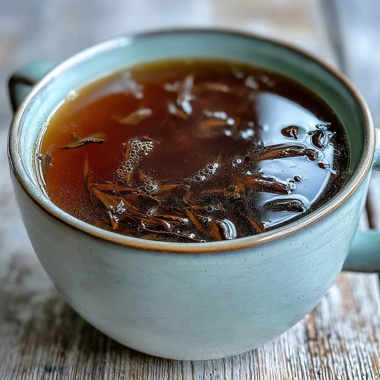 Close-up on a rich Hojicha Americano, showing its coffee-like clarity and steam rising for a calming, cozy vibe.