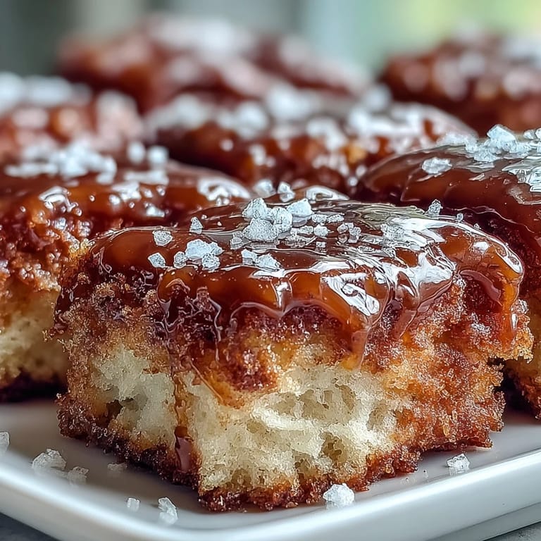 Freshly baked Maple Donut Bars dusted with cinnamon sugar, stacked on a rustic wooden board.