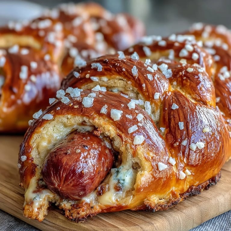 Savory Soft Baked Cheesy Pretzel Dogs served warm with mustard dipping sauce at a party platter.