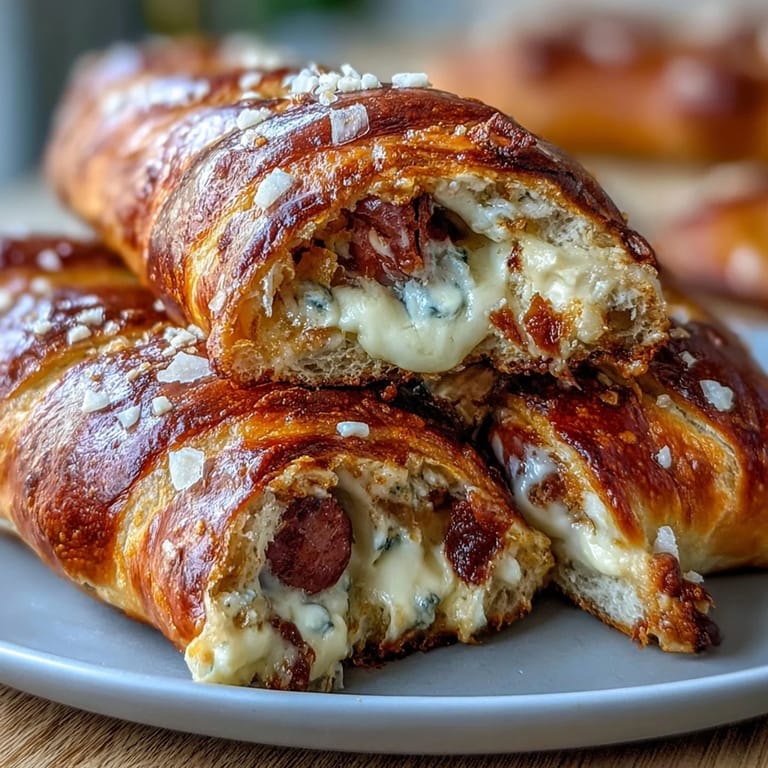 Freshly baked Soft Baked Cheesy Pretzel Dogs, showcasing golden pretzel crust and melted cheddar on hot dogs.