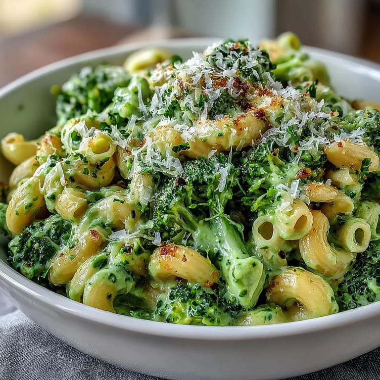 Rich, comforting green mac and cheese with spinach, broccoli, and a blend of sharp cheddar, mozzarella, and Parmesan cheeses.  