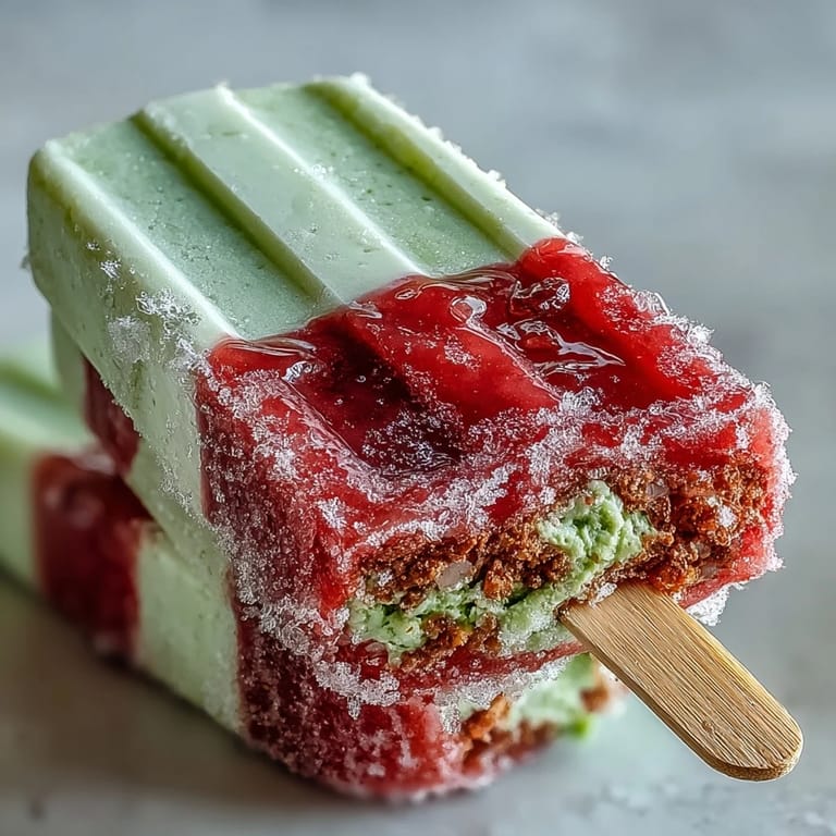 Delicious homemade strawberry matcha latte popsicles blending sweet berries and earthy green tea flavors in every bite.