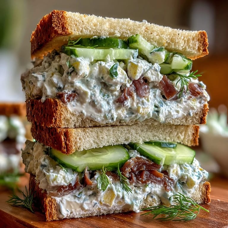 Three classic Southern tea sandwiches—cucumber dill, egg salad, and ham—presented on a tiered serving tray for Derby parties.  