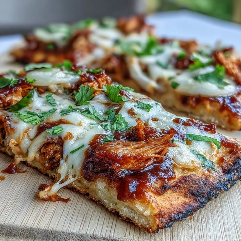 Grilled BBQ chicken flatbread pizza with smoky barbecue flavor, gooey cheese, and fresh toppings, ready to slice.
