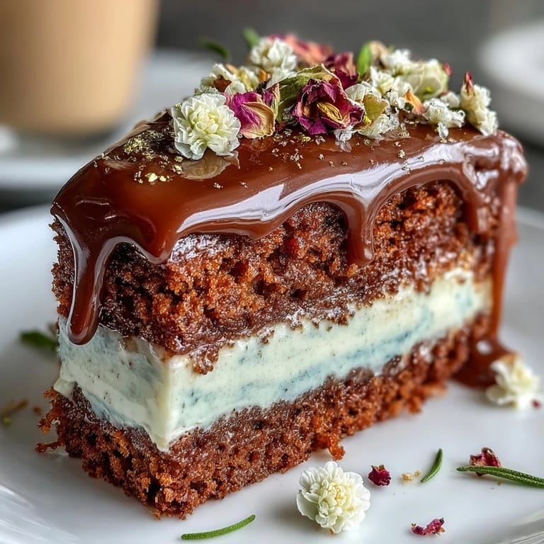 Rich butterscotch sponge layers filled with silky floral buttercream in earthy, natural colors.