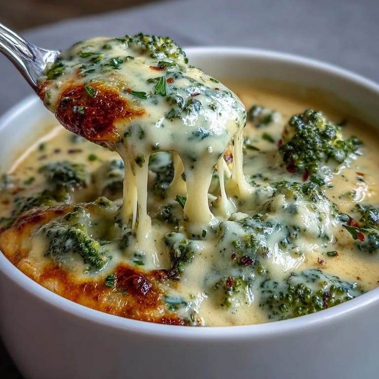 Comforting bowl of broccoli cheddar soup with vibrant green broccoli pieces and melted cheddar, ideal for chilly evenings.