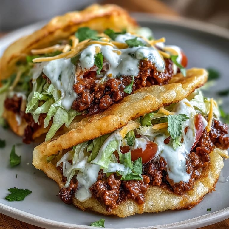 Enjoy light, gluten-free cloud bread tacos piled high with delicious beef and veggies.