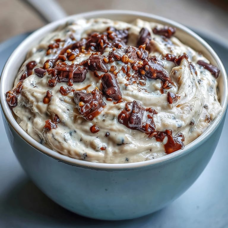 Delicious fiber-packed chickpea cookie dough dip served with fruit.