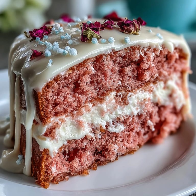 Showcasing a Bridal Shower Rosé Velvet Cake, gracefully adorned with liquid gold cascade.