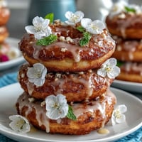 Baby in Bloom Mini Donut Tower with Flowers, a charming centerpiece for baby showers or spring celebrations, decorated with edible blooms and pastel sprinkles.