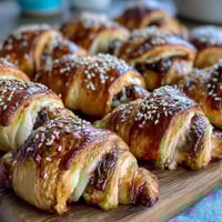 Golden, flaky pastry-wrapped cocktail sausages served with a tangy honey-mustard dipping sauce for the perfect party snack.