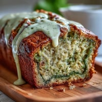 A slice of moist banana bread with a vibrant green matcha swirl, perfect for breakfast or dessert.  